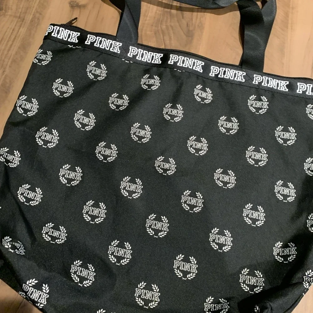 PINK Varsity Logo Tote Bag Black